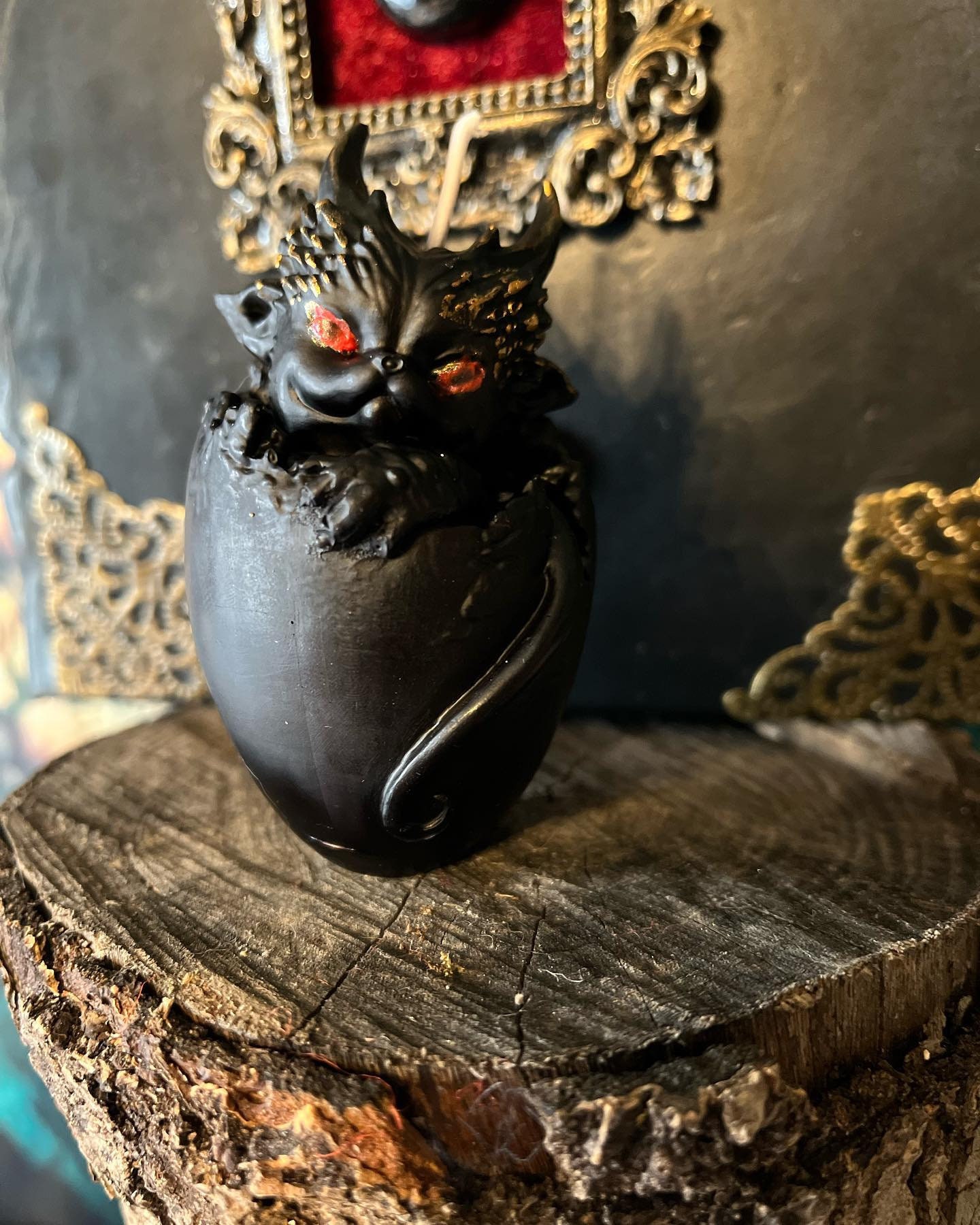 Bougie Oeuf de Dragon, Bougie Noire, Rituelle, Ésotérique, Sorcière, Wicca, Rituel, Autel, Witchy, W