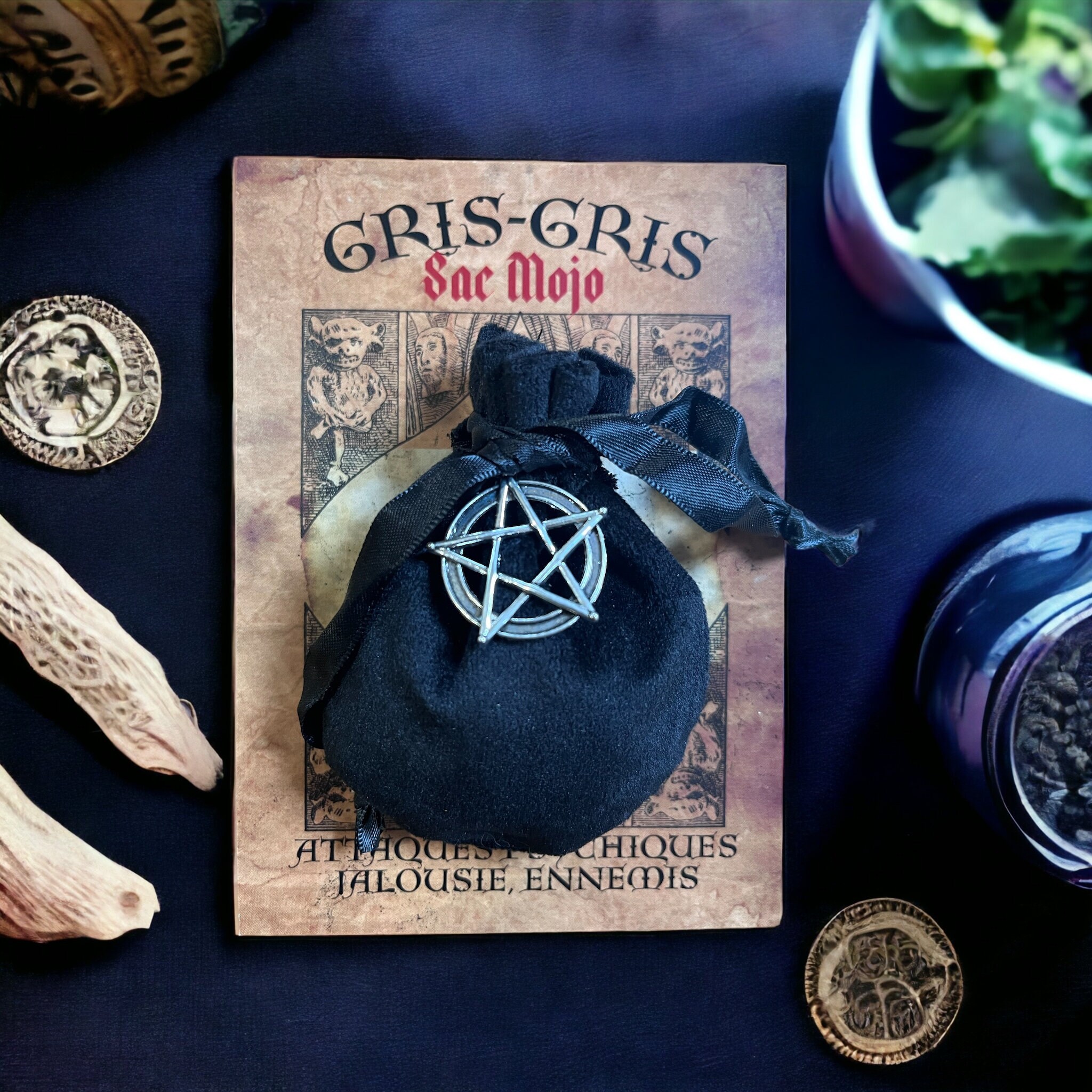 Amulette Gomti Chakra – Pendentif Protection Magique Noir – Occulte Wicca – The Occult Shop UK