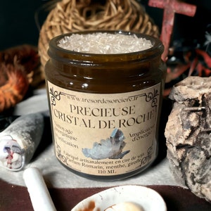 purification candle, precious rock crystal, intention candle, ritual candle