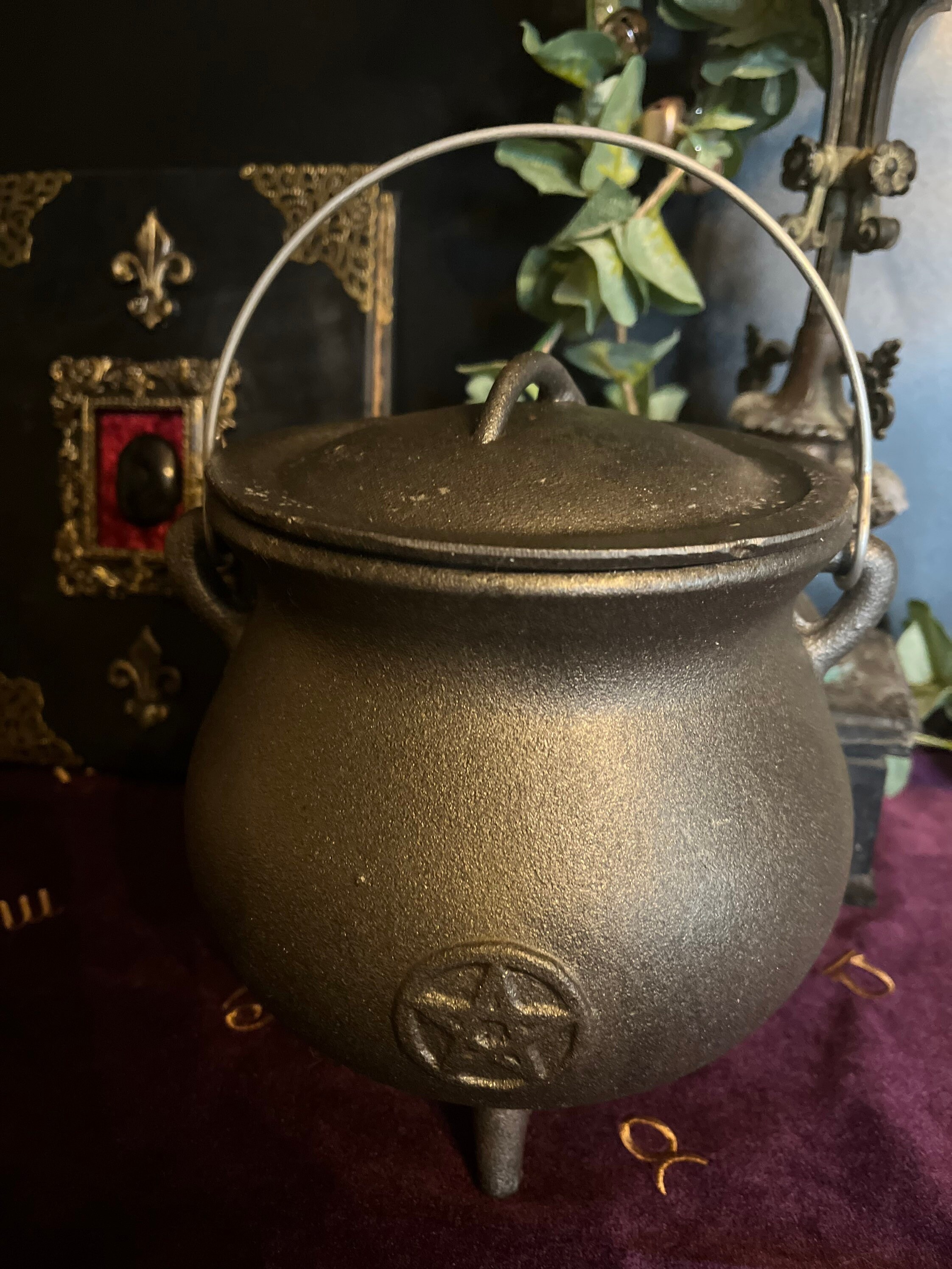 Grand Chaudron Sorcière 4Kg Fonte, Ésotérique, Occultisme, Sorcellerie, Wicca, Witch, Chaudron, Aute