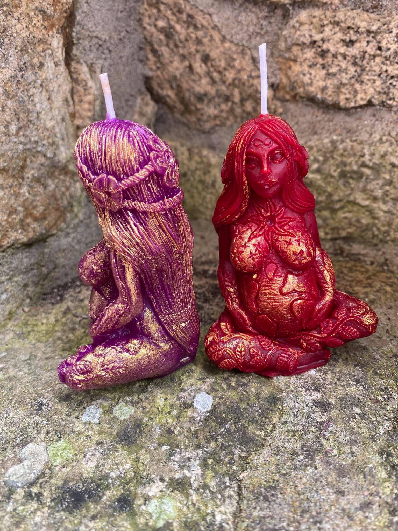2 Bougies Déesse Gaia, Sorcellerie, Autel, Offrande, Terre, Ésotérique, Rituel, Wicca, Witchy,
