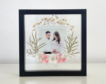 Custom Pressed Flower Frame with Photo | Birthday Gift | Anniversary Gift | Wedding Gift | Memorial Gift | Gift for Mom | Mother's Day Gift