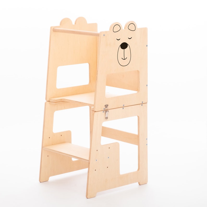 Montessori Tower Adjustable Folding Toddler Towerfoldable Etsy