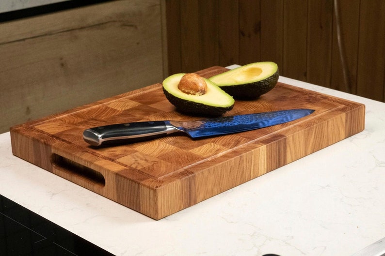 End Grain Wood Cutting Board With Juice Groove Charcuterie Etsy