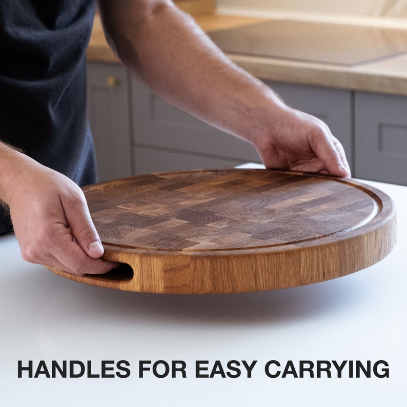 Oak Round End Grain Cutting Board Etsy