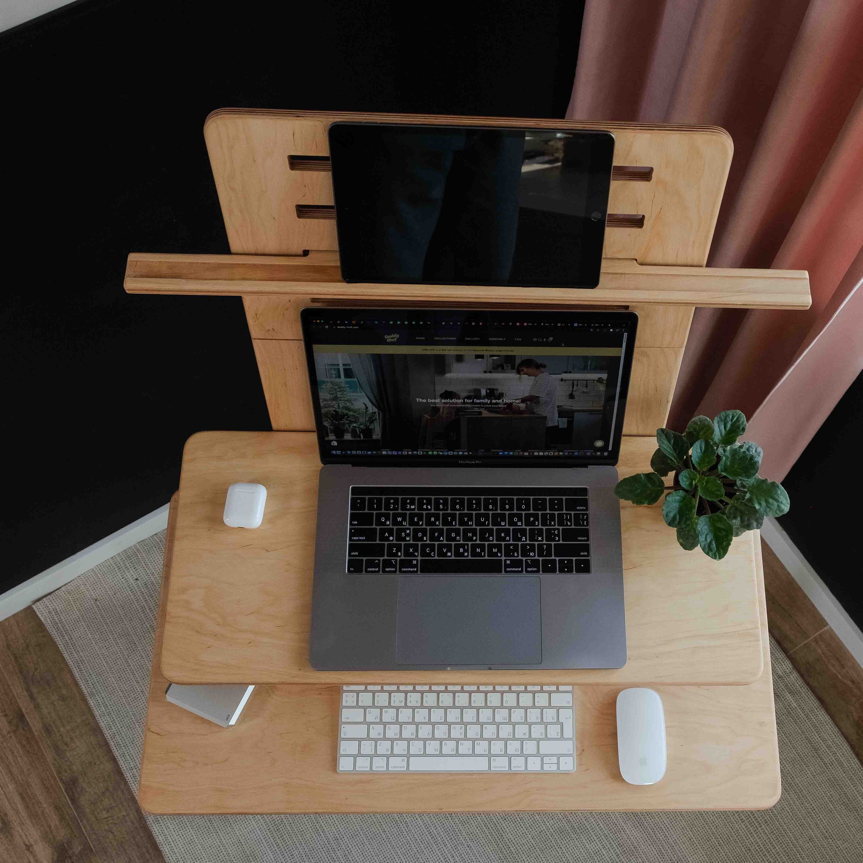 Standing Desk Converter Wooden Laptop Stand Standing Desk Etsy