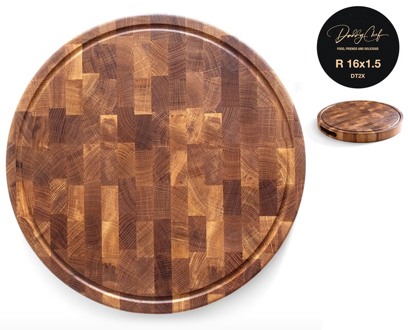 End Grain Round Cutting Board Wooden Large Chopping Board Etsy