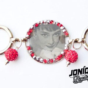 Audrey Hepburn, Audrey Hepburn Charm Bracelet, Red Charm Bracelet, Red Diamonds