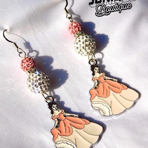 Belle Earrings, Princess Belle, Disney Princess Belle, Beauty and the Beast Earrings, Beauty and the Beast Jewelry, Pink Dress Belle