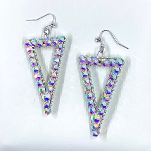 AB Earrings, AB Jewelry, Triangle Earrings, Ballroom Dance, Bellydance, Drag Queen Jewelry, Ballroom Dance Earrings