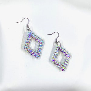AB Earrings, AB Jewelry, Diamond Earrings, Ballroom Dance Earrings, Bellydance Jewelry, Drag Queen Jewelry, Latin Dance Jewelry
