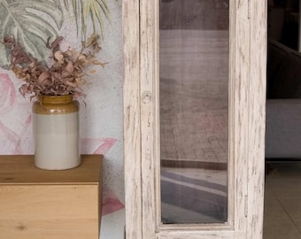 SHABBY CHIC Vitrinenschrank in gebeiztem Weiß