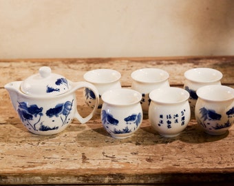 Chinese tea set in decorated ceramic