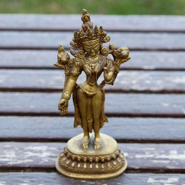 hinduism, metal statue, lost wax bronze, tibetan deity green tara ttv1