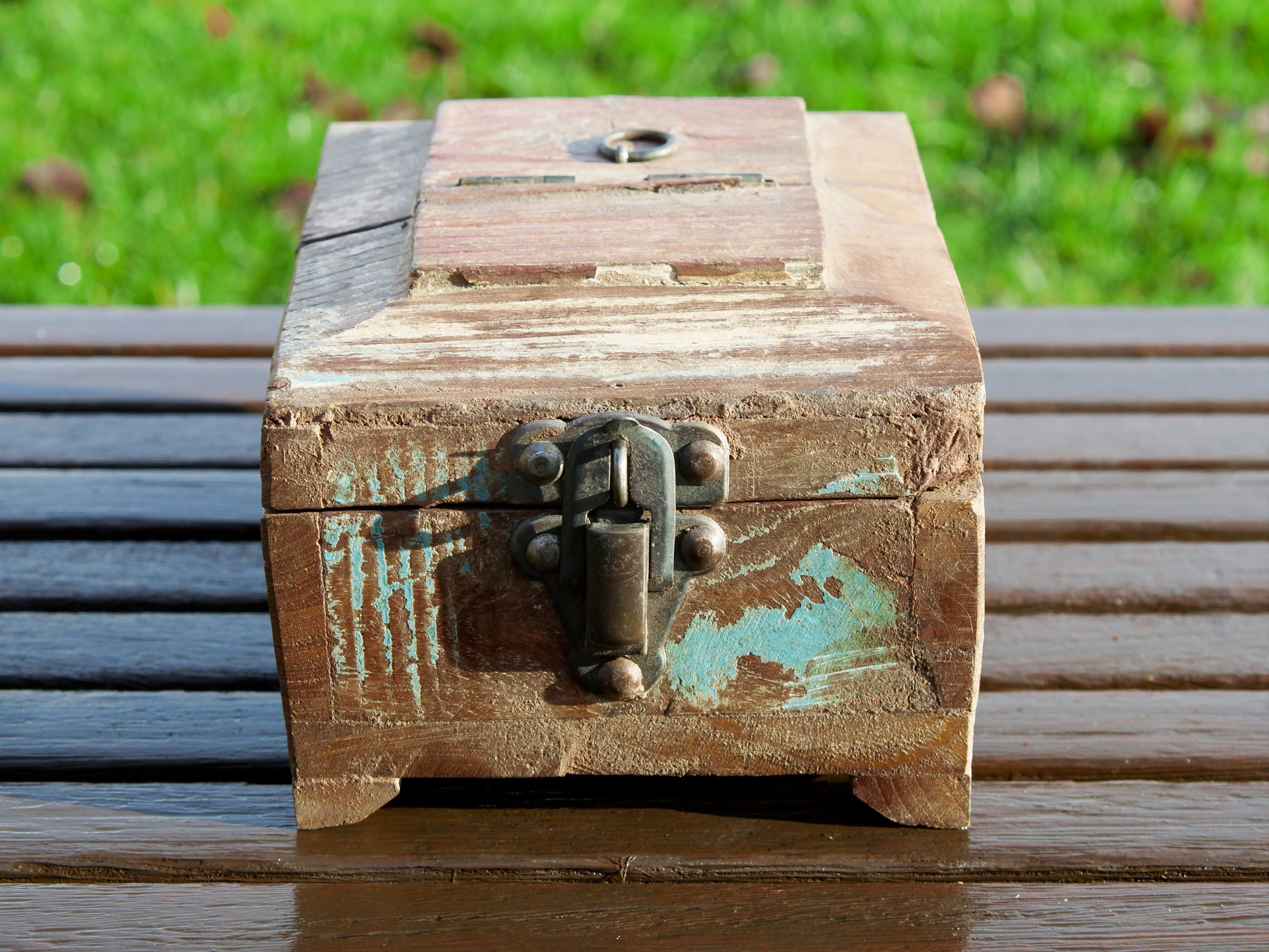 Small Ornament Storage Box Nice Indian Mirror Fitted Work