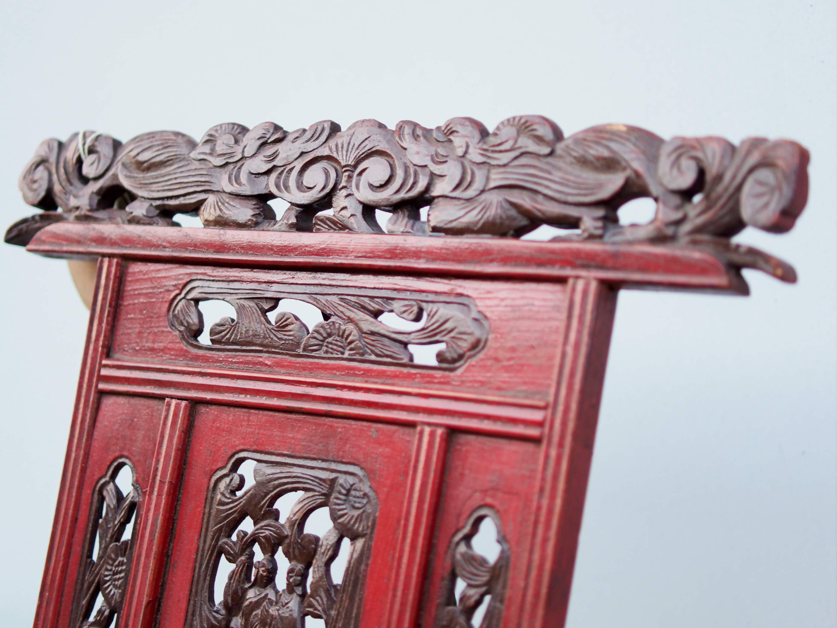 中国書見台、中国骨董品、ブックホルダー、アンティーク彫刻漆塗り古代