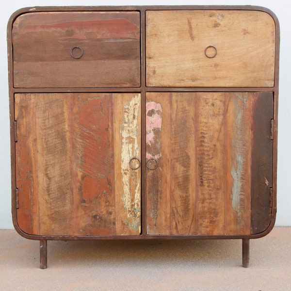 mobile , credenza ,comò indiano in teak riciclato e metallo kg1