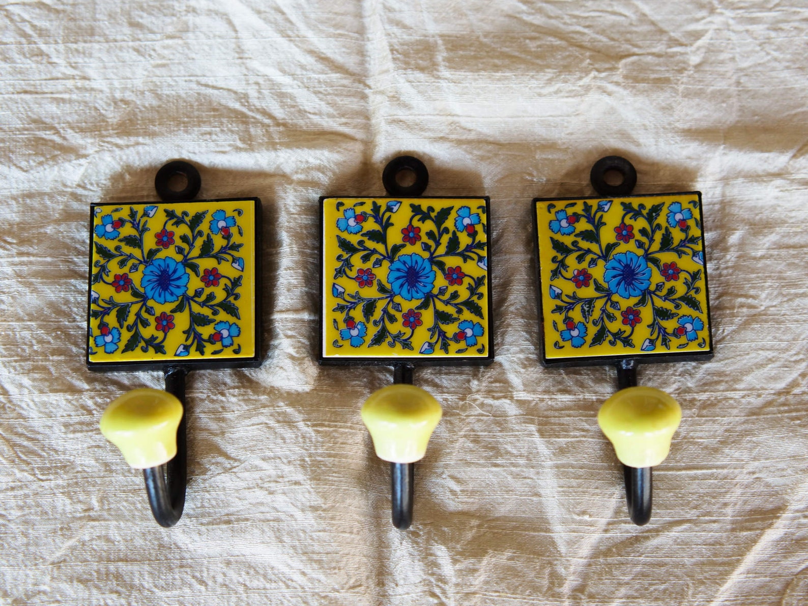 Tris Hangers Yellow Tile Etsy