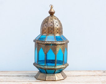 Indian metal lantern Arabic style candle holder, handcrafted Indian lamp cod.LIMB2