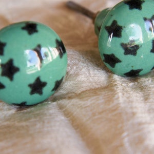set of 2 turquoise star knobs