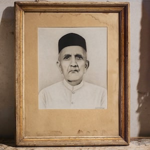 Indian painting with ancient photo in black and white photoindian11