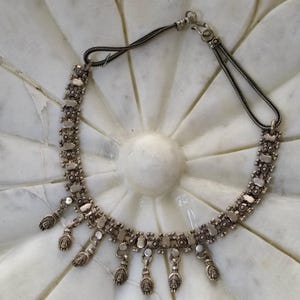 Indian key necklace, ethnic jewelry, Indian choker in german silver, tribal buddha necklace