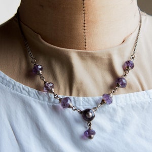 Collier indien en améthyste et argent, bijoux indiens, améthyste, gemmes, pierres précieuses, cai44