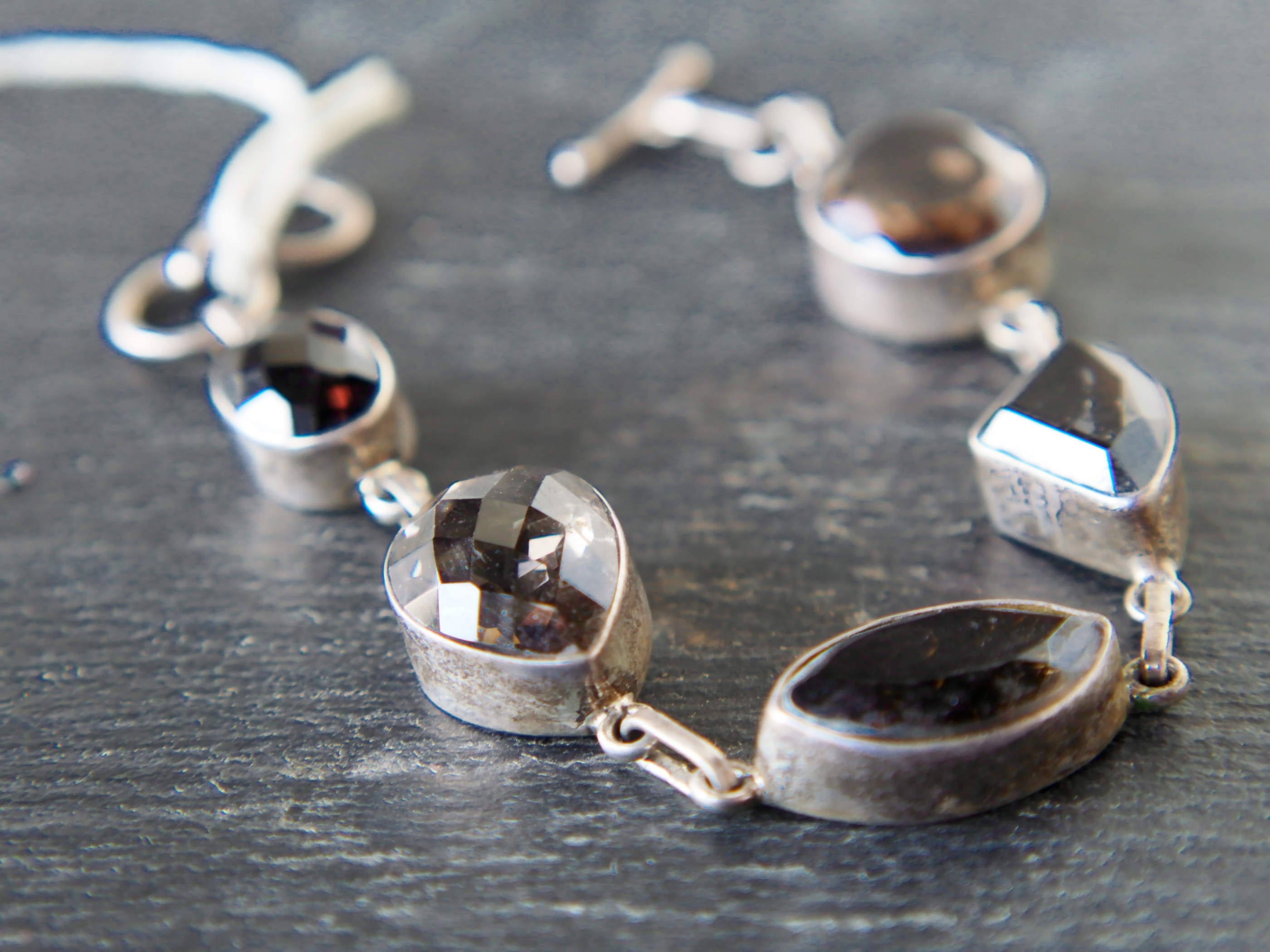 Indian Bracelet in Silver With Smoky Topaz Code BRACC40