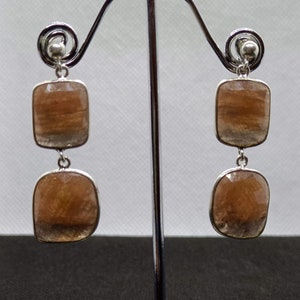 Indian earrings in rutilated quartz and silver. tio04