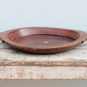 wooden plate tray indian ethnic tribal table centerpiece in teak wood. decorative flat Indian vase cod.PIL90