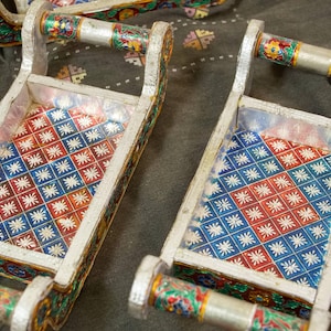 decorated metal tray