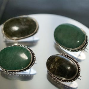 German silver brooch and semi-precious stones