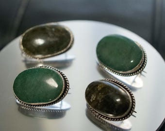 German silver brooch and semi-precious stones
