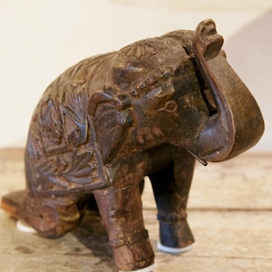 elephant sculpture Indian wooden statuette, elephant wooden carved cod.ELEF3