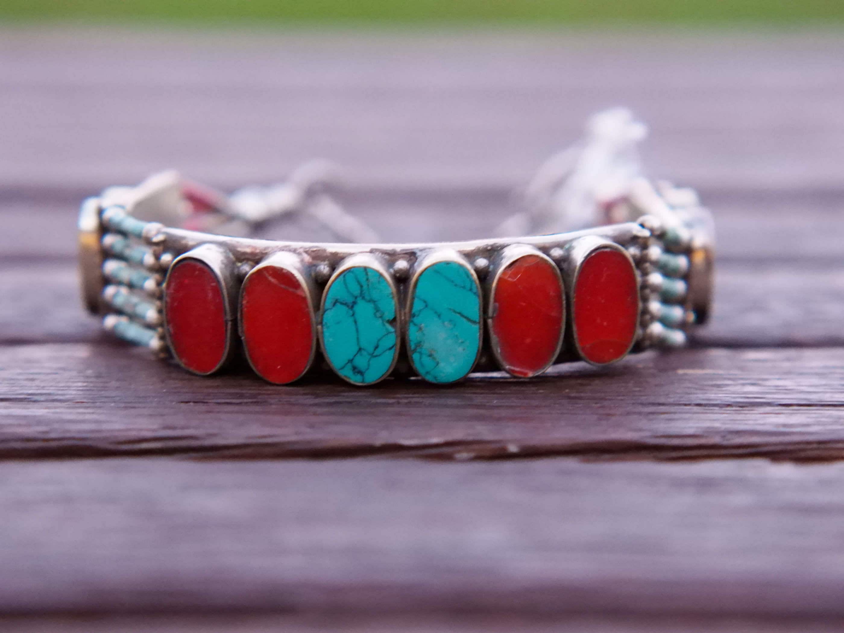 large bracelet in turquoise beads BRACELET NEPALAIS DZI ethnic bracelet BRTIB3 Tibetan bracelet