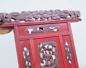 中国書見台、中国骨董品、ブックホルダー、アンティーク彫刻漆塗り古代