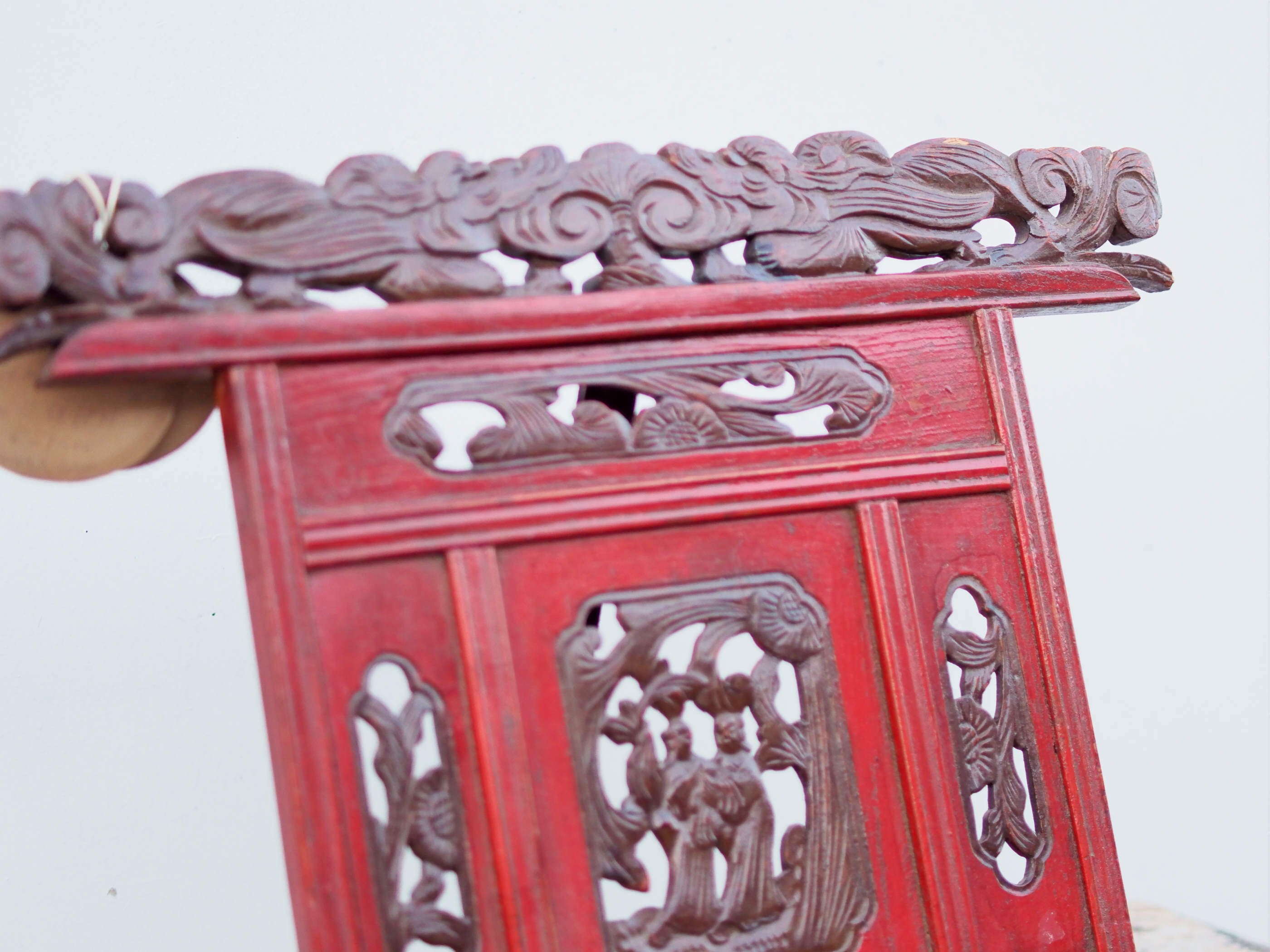 中国書見台、中国骨董品、ブックホルダー、アンティーク彫刻漆塗り古代
