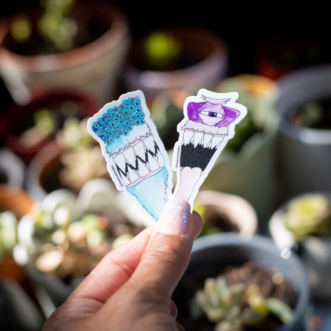 Crazy Monster Stickers Duo - Magnets or Stickers - Etsy