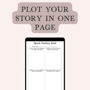 Story outline planner sheet, Digital plot planning worksheet with a guide, Book writing template