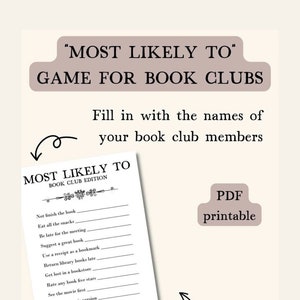 Book Club Roll the Dice Book Games Printable Instant Digital 