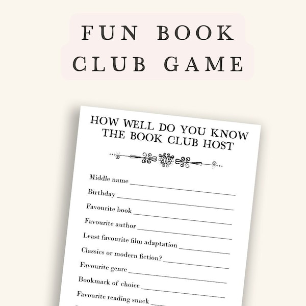 How Well Do You Know the Book Club Host printable game