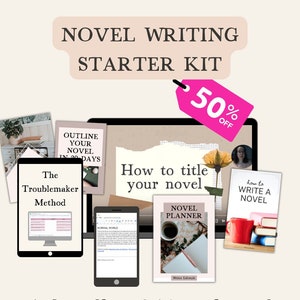 Novel writing starter kit, Learn how to write a novel, Outline template, book writing PDF guide, plot planning video workshop and more