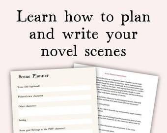 Novel scene worksheet for story mapping, Digital and printable novel outline template, Writing a book checklist, Nanowrimo planner