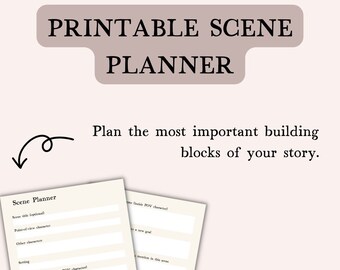 Scene planner worksheet, Digital and printable novel outline template, Writing a book checklist, Story mapping worksheets