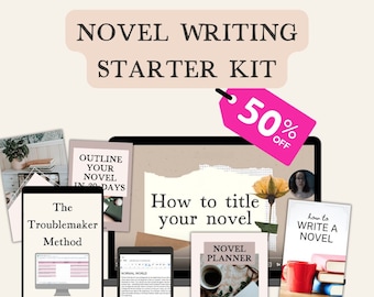 Novel writing starter kit, Learn how to write a novel, Outline template, book writing PDF guide, plot planning video workshop and more