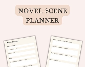 Agenda de scène de roman imprimable, modèle de contour de roman, écriture d'un roman à imprimer, planification Nanowrimo pour écrivains, feuilles de travail pour la cartographie des histoires