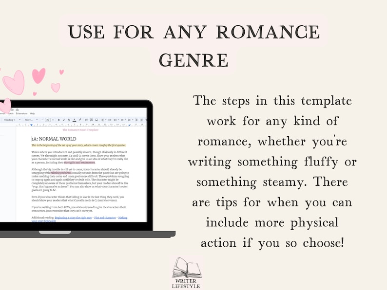 Romance novel outline template for Google Docs, Book writing beat sheet image 4