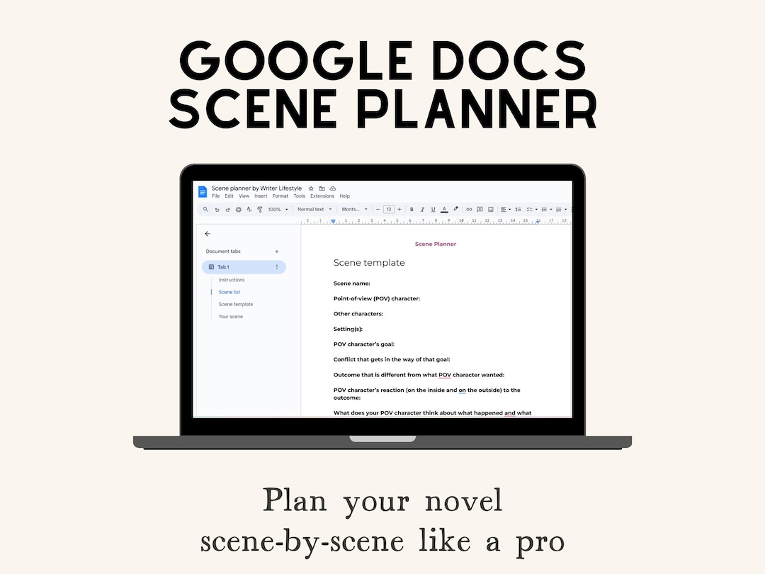 Google Docs Scene Planner for Plotting a Novel, Book Writing Outline ...