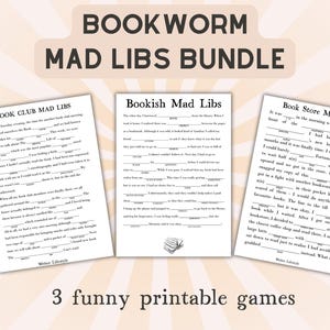 Printable mad libs bundle for bookworms, Book club game, Funny party games for school or work, Book club ice breaker activities