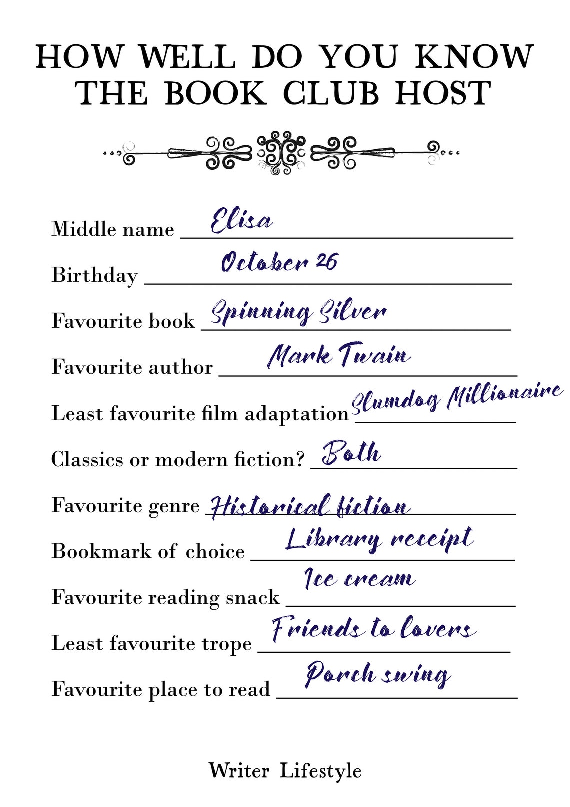 How Well Do You Know the Book Club Host Printable Game - Etsy